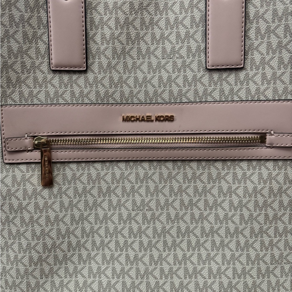 Michael Kors Kenly Large Canvas Leather Tote Crossbody Multi Color - Picture 4 of 14